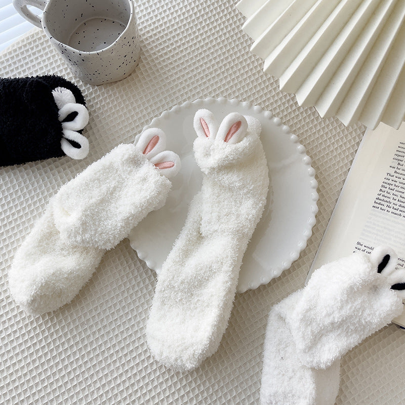 Chaussettes Big ears en polaire corail