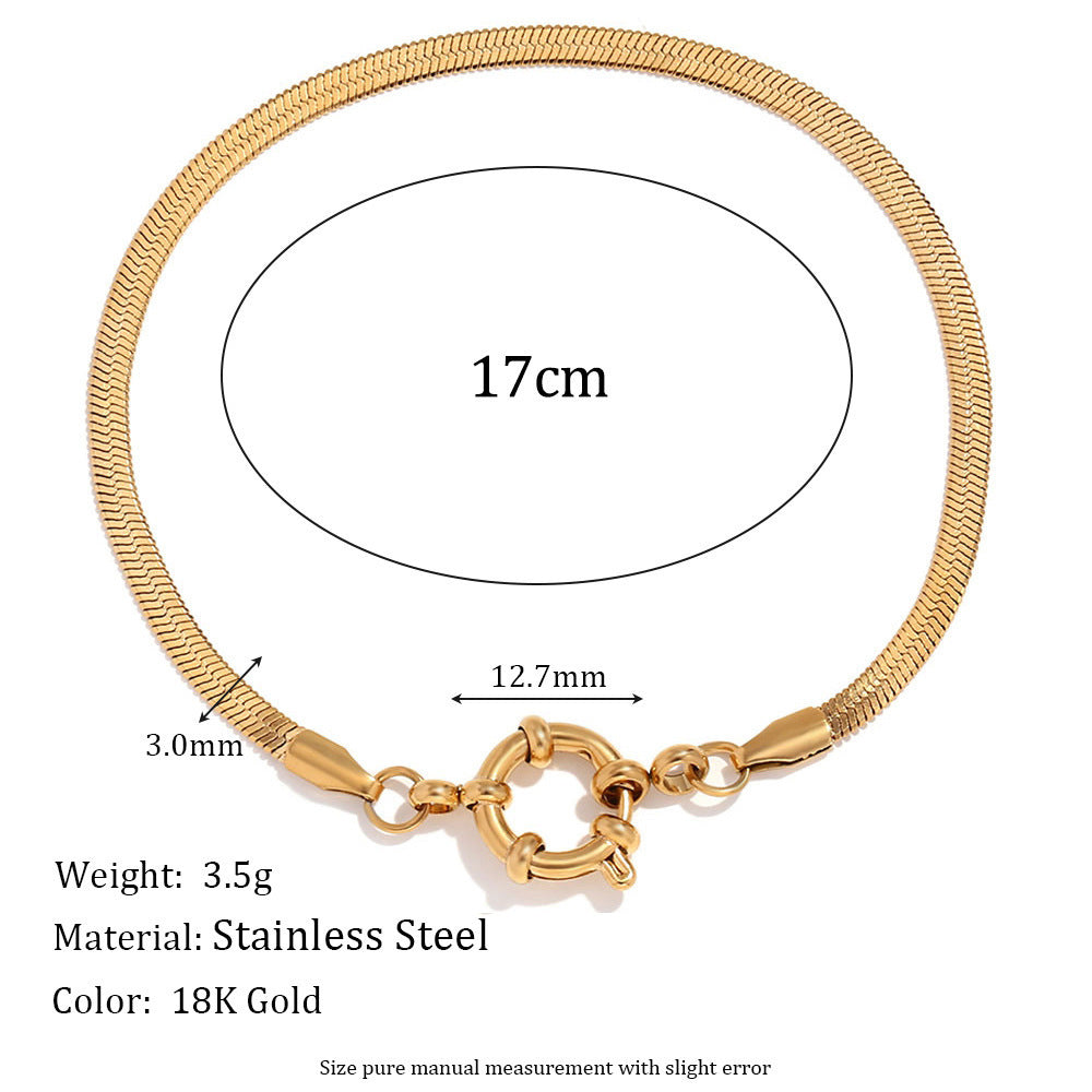 Bracelet à clip avec boucle en acier inoxydable plaqué or 18 carats, chaîne simple et tendance, style européen et américain