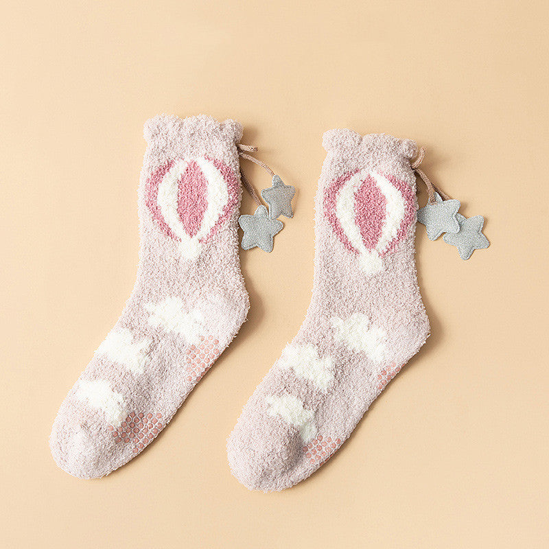 Chaussettes Kiky en polaire corail