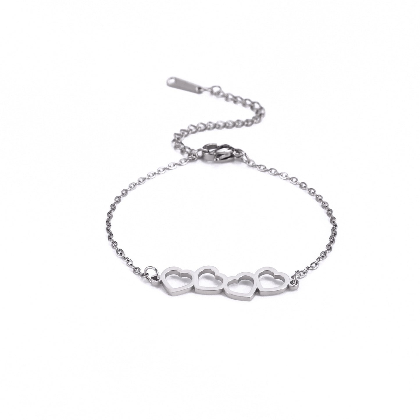Hollow Heart Pendant Stainless Steel Bracelet