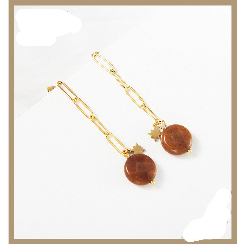 Boucles d'oreilles à chaîne en acier inoxydable pour femmes, mode japonaise et coréenne