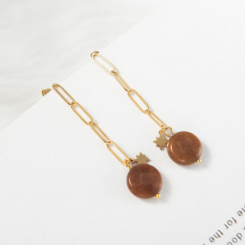 Boucles d'oreilles à chaîne en acier inoxydable pour femmes, mode japonaise et coréenne
