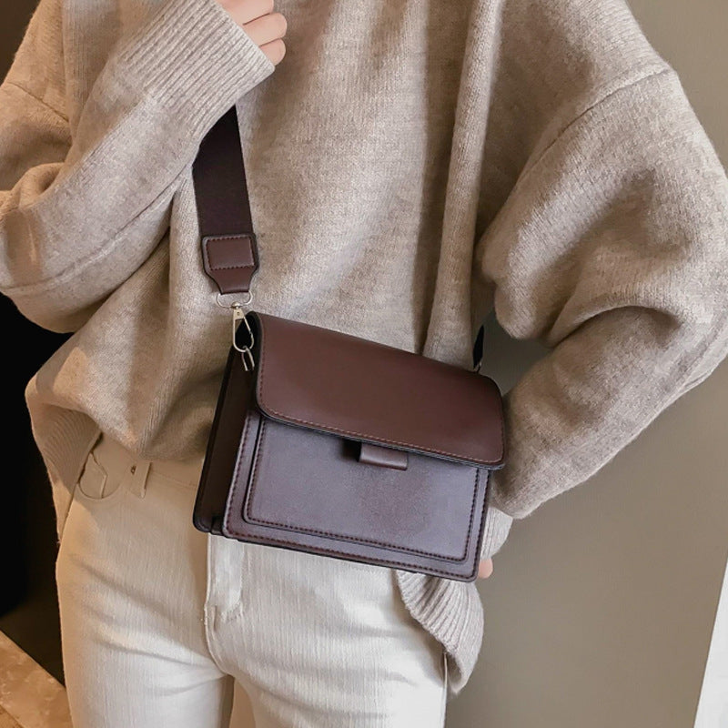 Petit sac carré à bandoulière large et rétro pour femmes