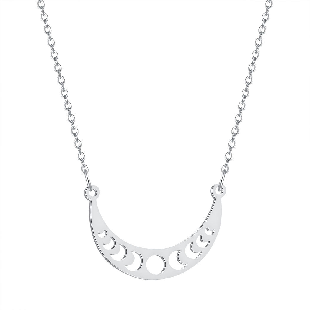 Collier pendentif lune soleil en acier inoxydable Cxwind, chaîne de clavicule, bijoux