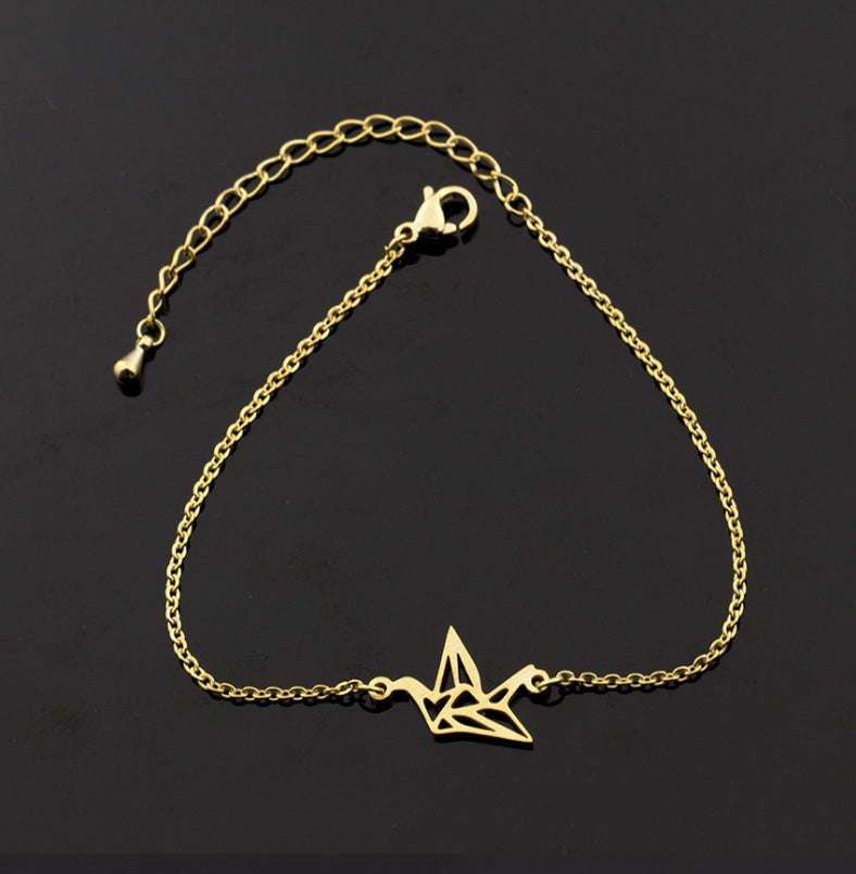 Hollow paper crane bracelet animal stainless steel bracelet
