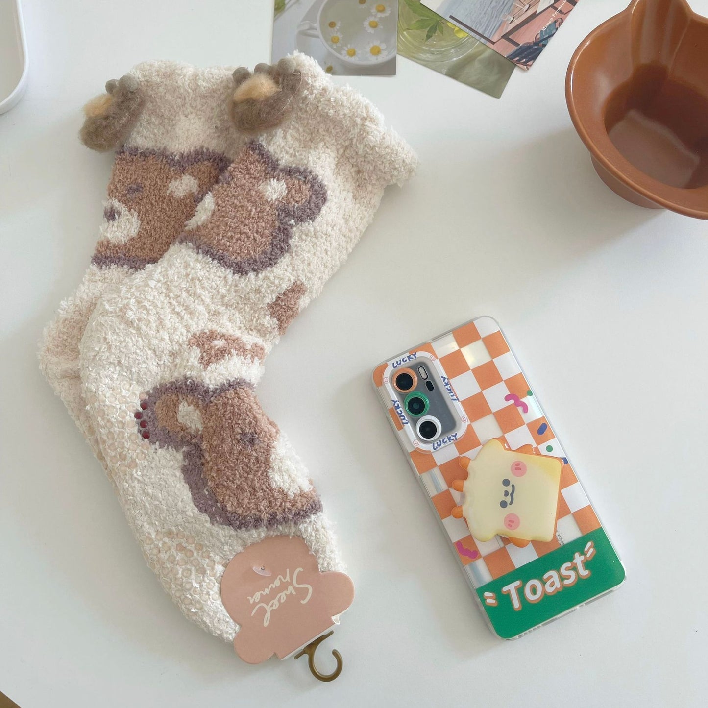 Chaussettes Wizy en polaire corail