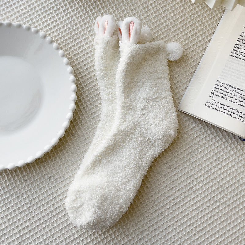 Chaussettes Big ears en polaire corail