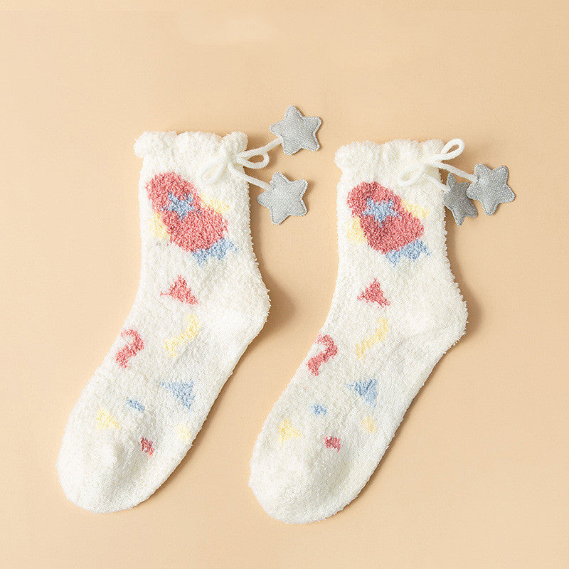 Chaussettes Kiky en polaire corail
