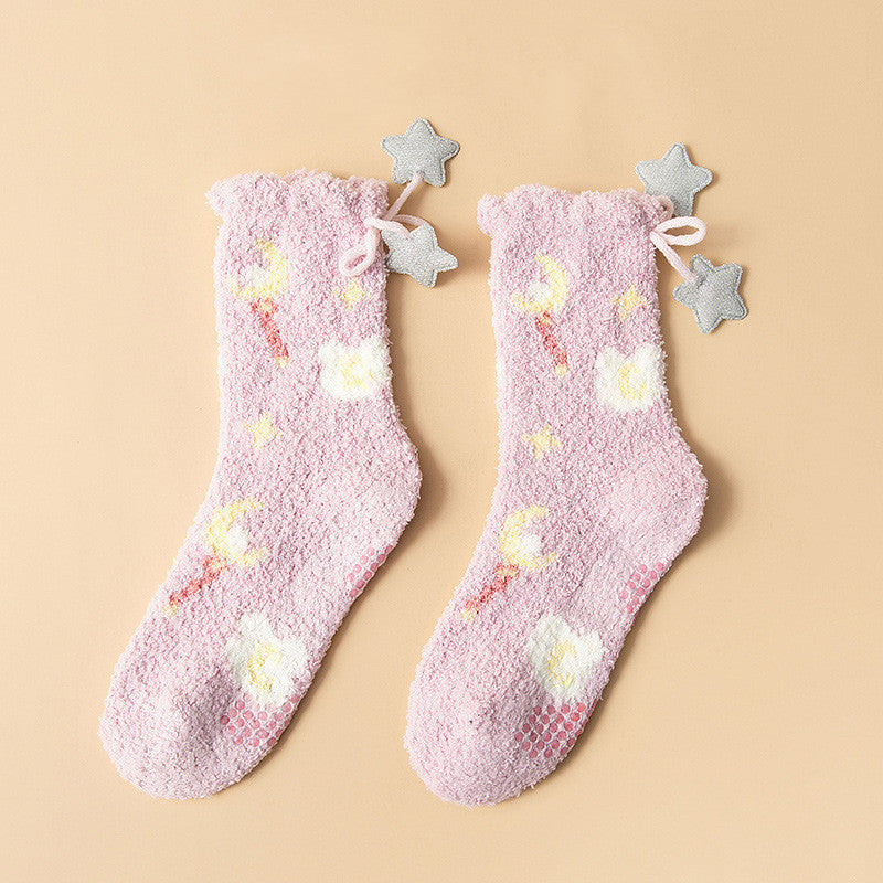 Chaussettes Kiky en polaire corail