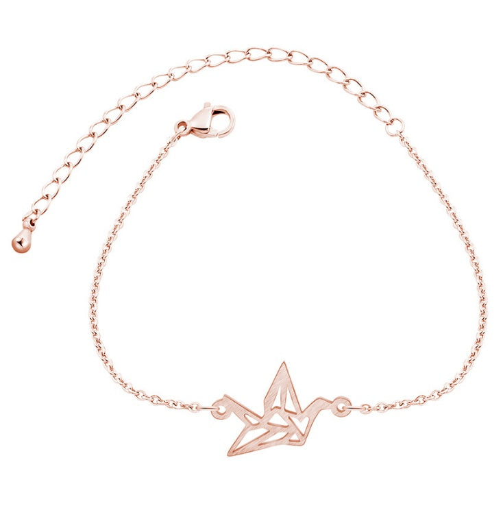 Hollow paper crane bracelet animal stainless steel bracelet