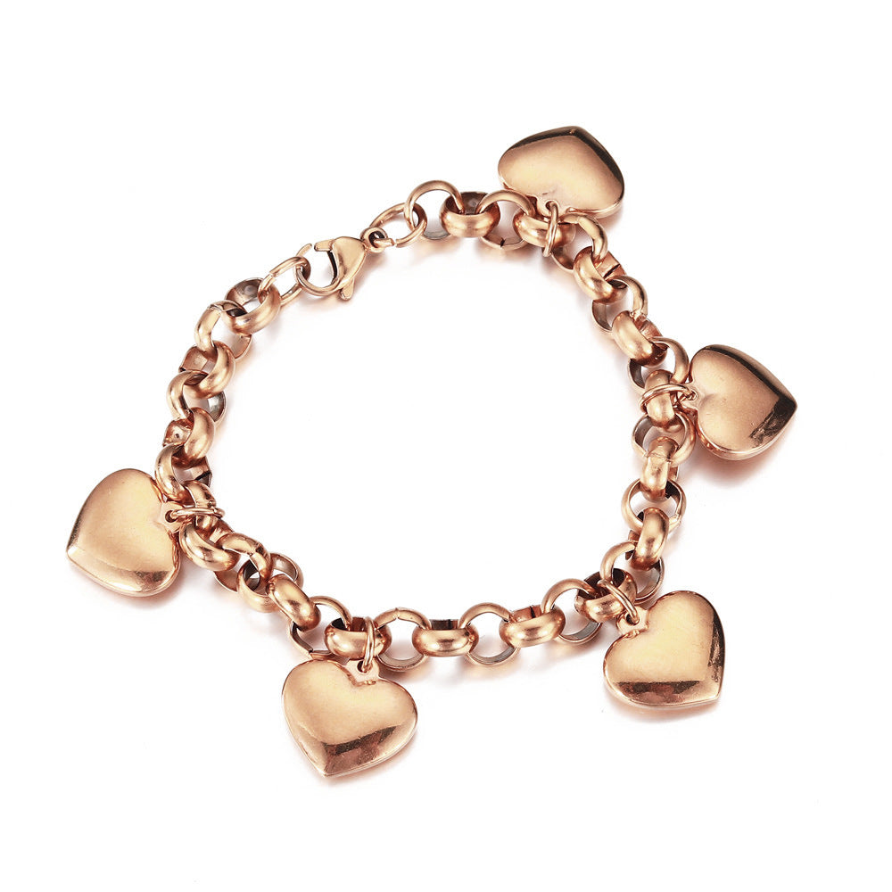 Bracelet tempéramental avec pendentif en acier inoxydable et chaîne à pompon