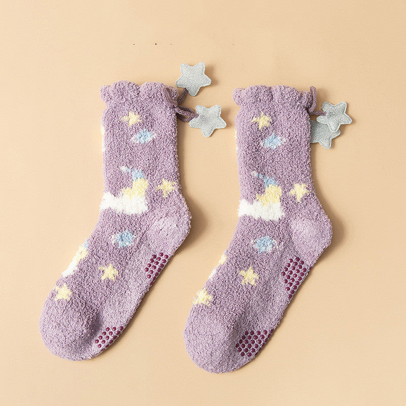 Chaussettes Kiky en polaire corail