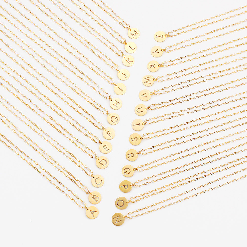 Collier euraméricain en acier inoxydable avec lettres, tendance hip-hop, pendentif creux en 26 lettres anglaises, chaîne de clavicule, accessoires en gros