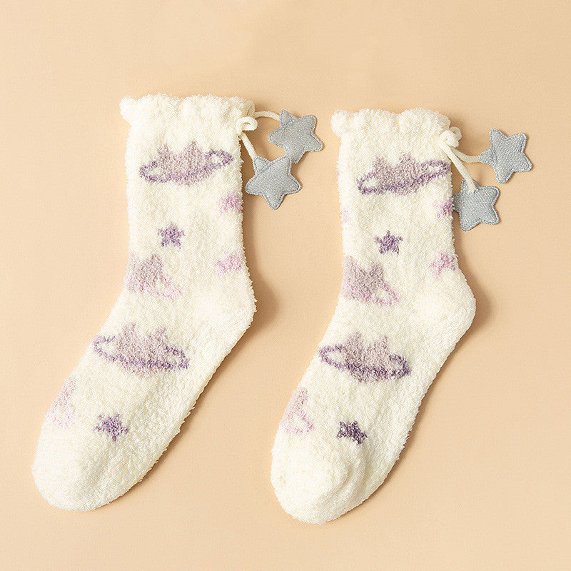 Chaussettes Kiky en polaire corail