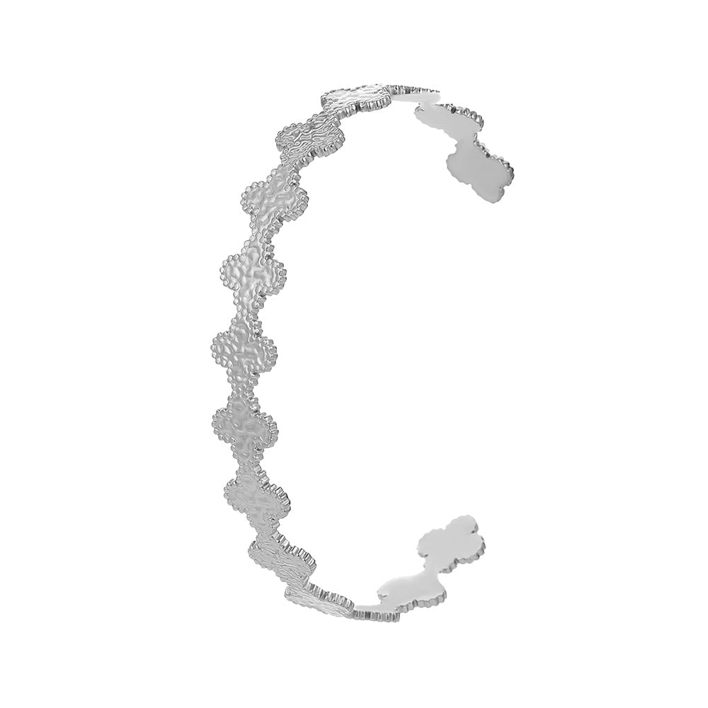 Geometric Embossed Stitching Stainless Steel Bracelet