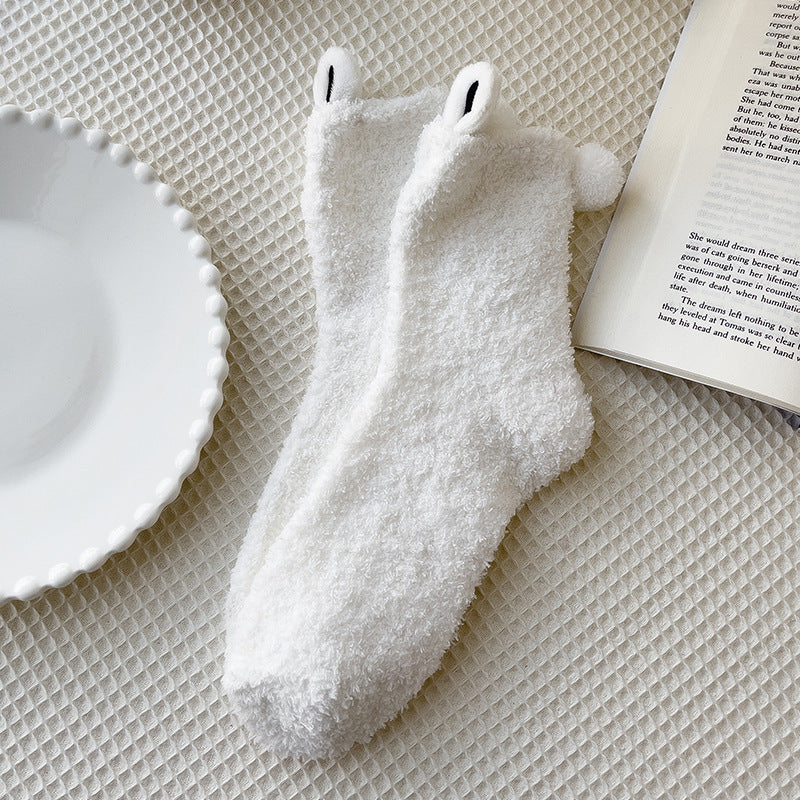Chaussettes Big ears en polaire corail