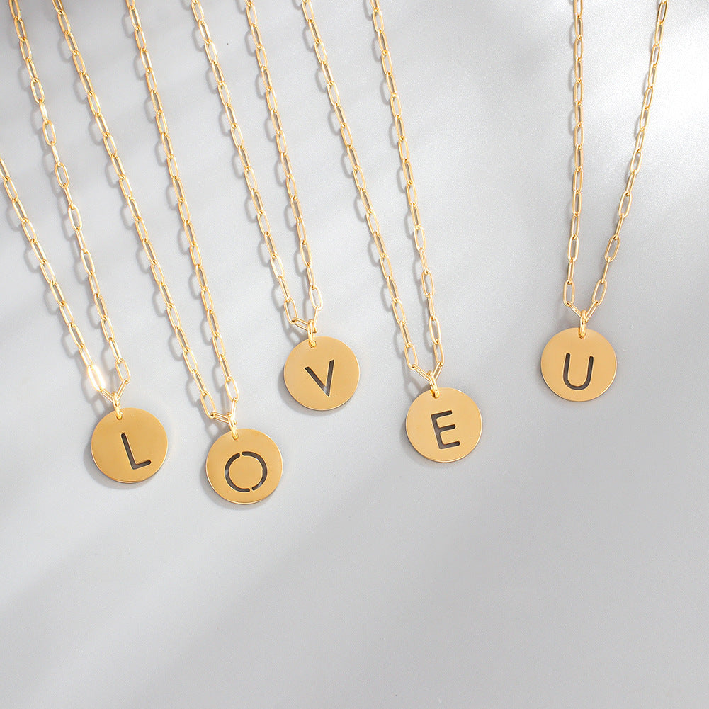 Collier euraméricain en acier inoxydable avec lettres, tendance hip-hop, pendentif creux en 26 lettres anglaises, chaîne de clavicule, accessoires en gros