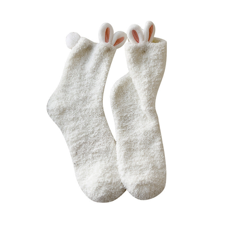 Chaussettes Big ears en polaire corail