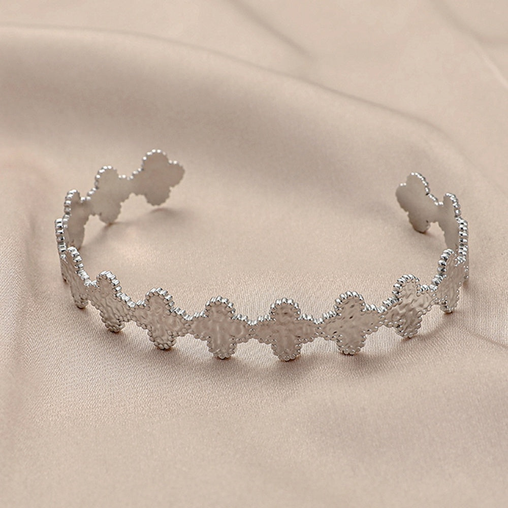 Geometric Embossed Stitching Stainless Steel Bracelet
