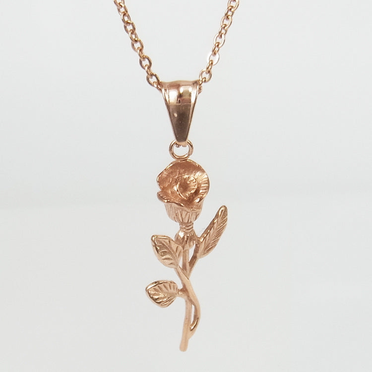 Collier en acier inoxydable avec pendentif croix en or et roses pour homme, bijou tendance, chaîne