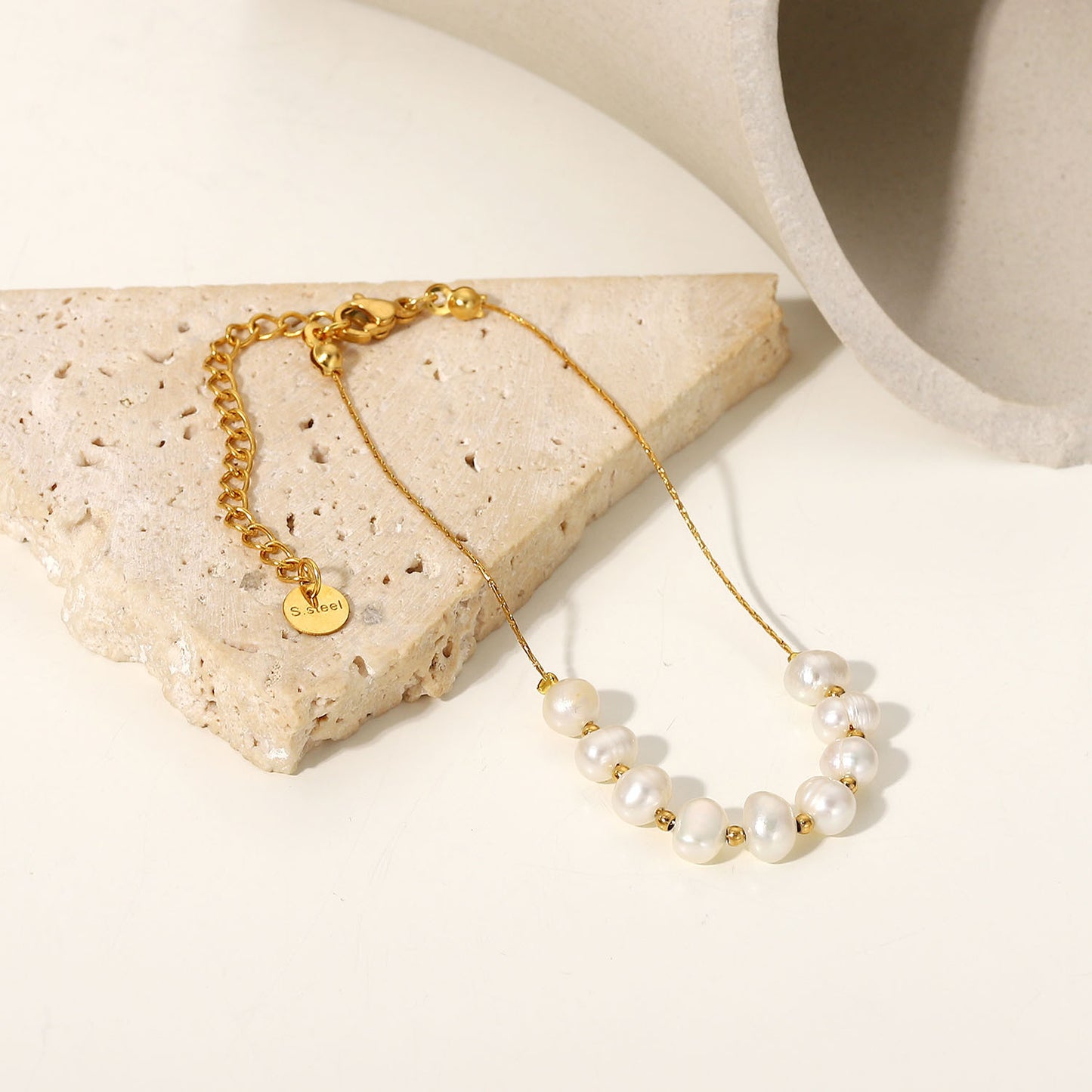 Natural Freshwater Pearl Stainless Steel Bracelet