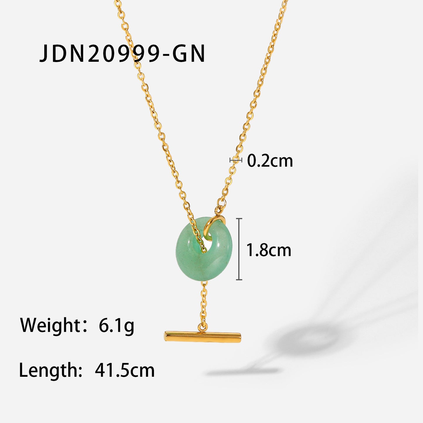 Collier tendance en acier inoxydable et or 18 carats avec pendentif en pierre naturelle et chaîne à billes pour femme