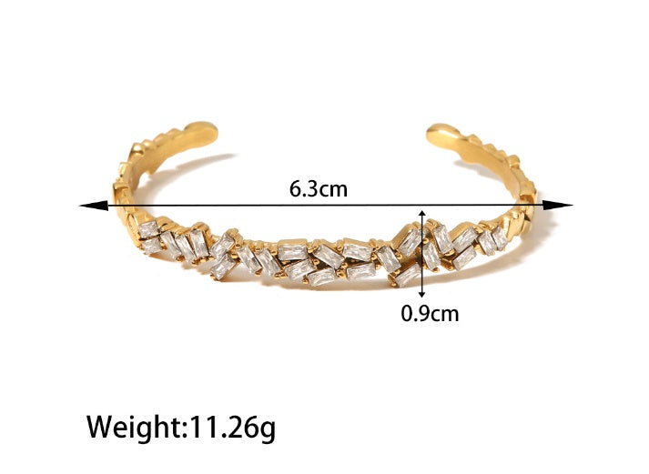 Fashion Titanium Steel Bracelet Stainless Steel Zircon Opening Bracelet Women's Non-fading Bracelet
