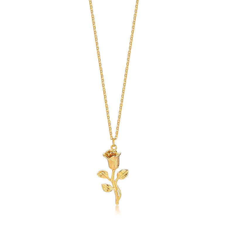 Collier en acier inoxydable avec pendentif croix en or et roses pour homme, bijou tendance, chaîne