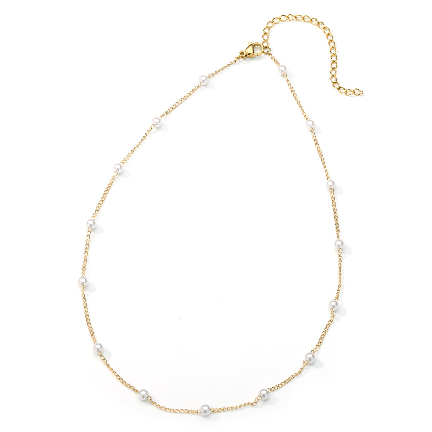 Collier pour femme en acier inoxydable plaqué or 18 carats, chaîne serpent ronde à perles minimaliste, style européen et américain