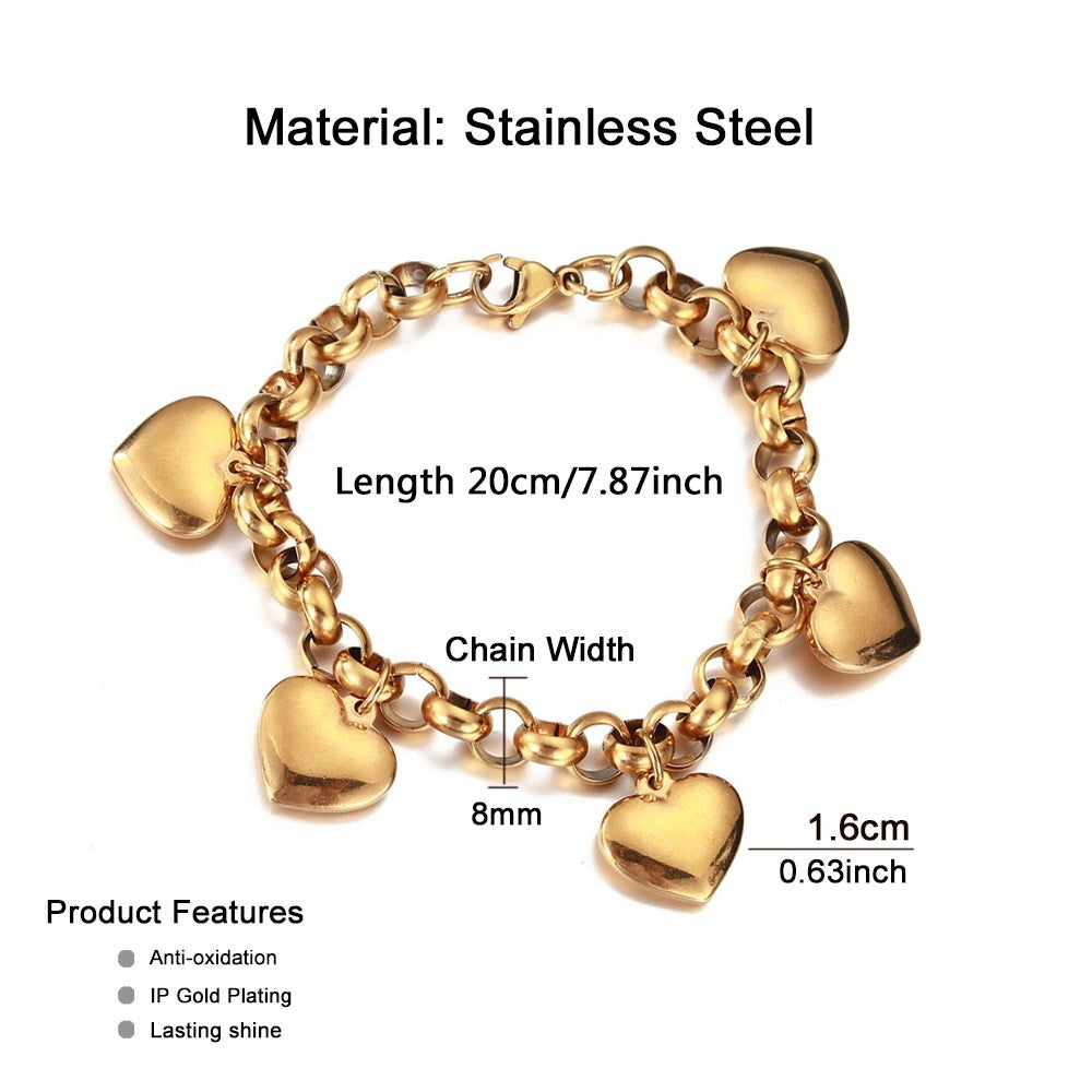 Bracelet tempéramental avec pendentif en acier inoxydable et chaîne à pompon
