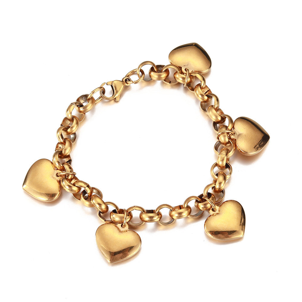 Bracelet tempéramental avec pendentif en acier inoxydable et chaîne à pompon