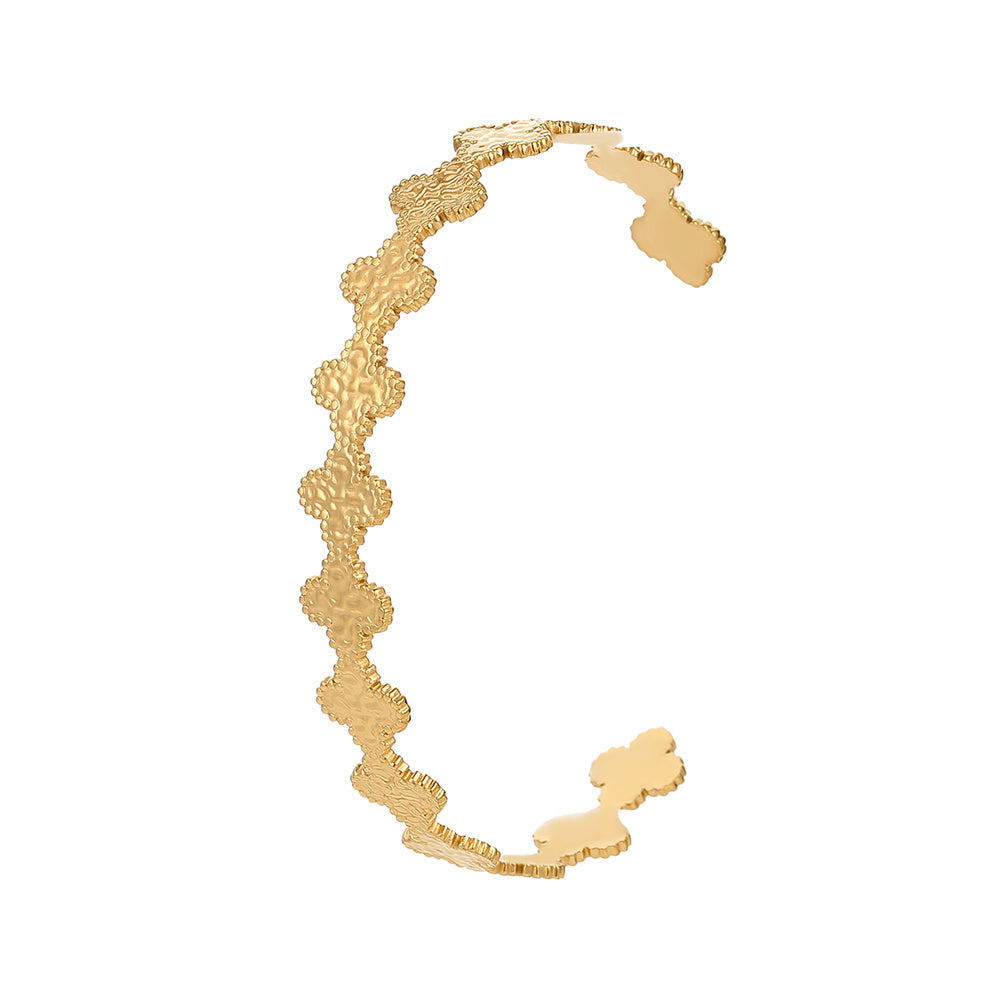 Geometric Embossed Stitching Stainless Steel Bracelet