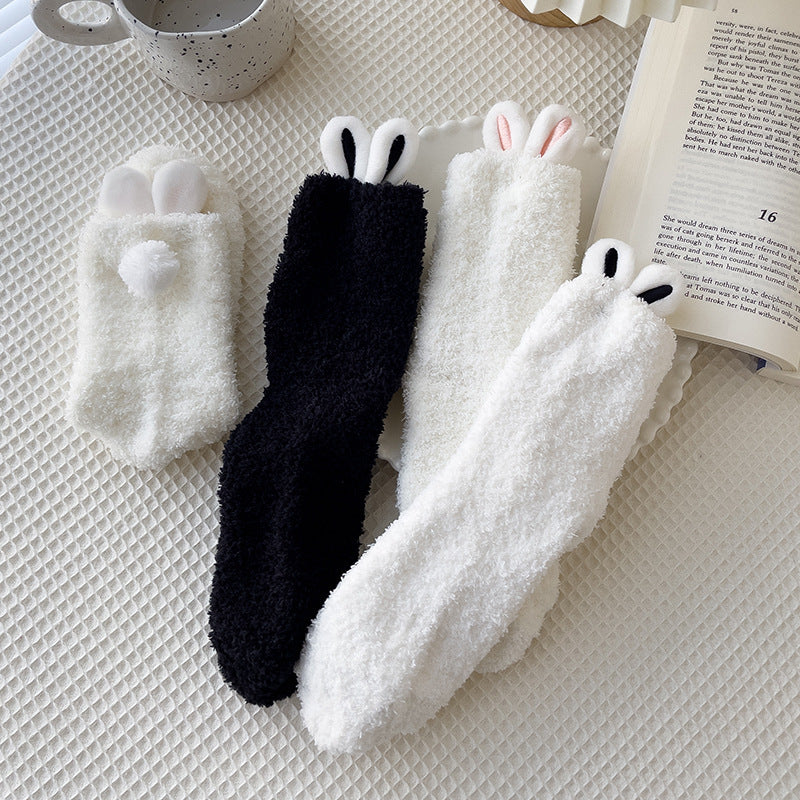 Chaussettes Big ears en polaire corail