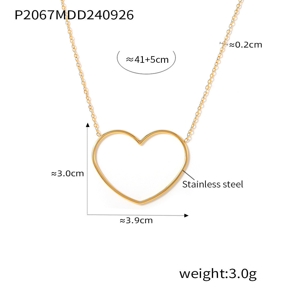 Collier européen et américain à double clavicule creuse en acier inoxydable plaqué or 18 carats
