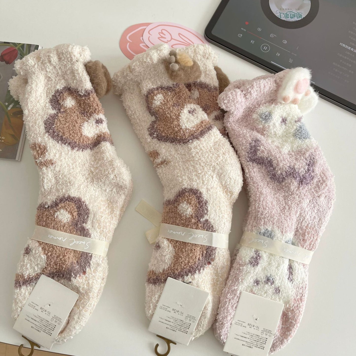 Chaussettes Wizy en polaire corail