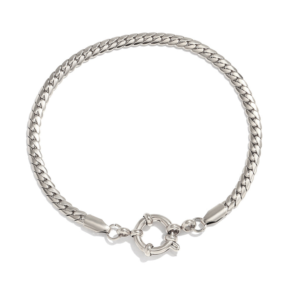Bracelet à clip avec boucle en acier inoxydable plaqué or 18 carats, chaîne simple et tendance, style européen et américain