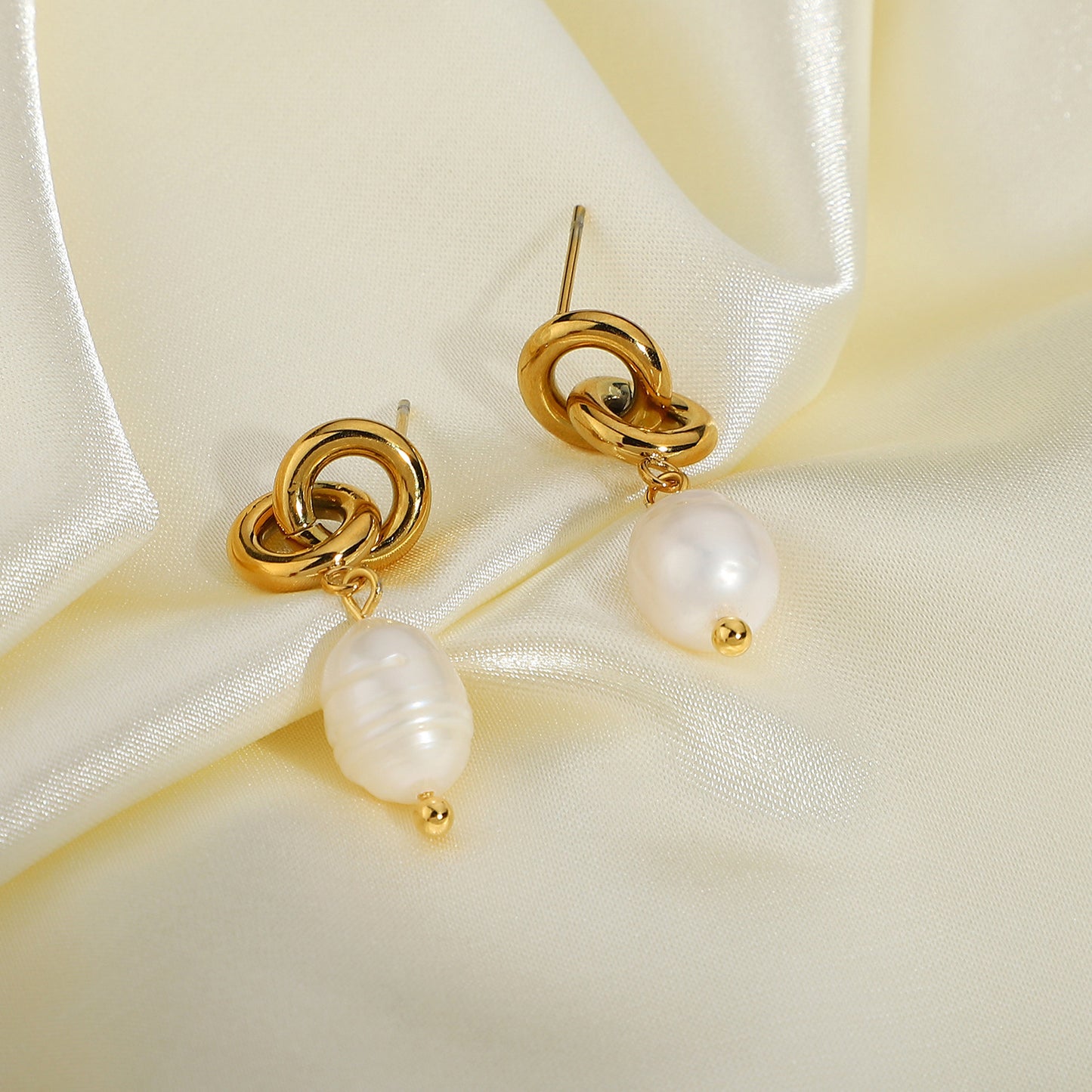Boucles d'oreilles pendantes en acier inoxydable plaqué or pour femme