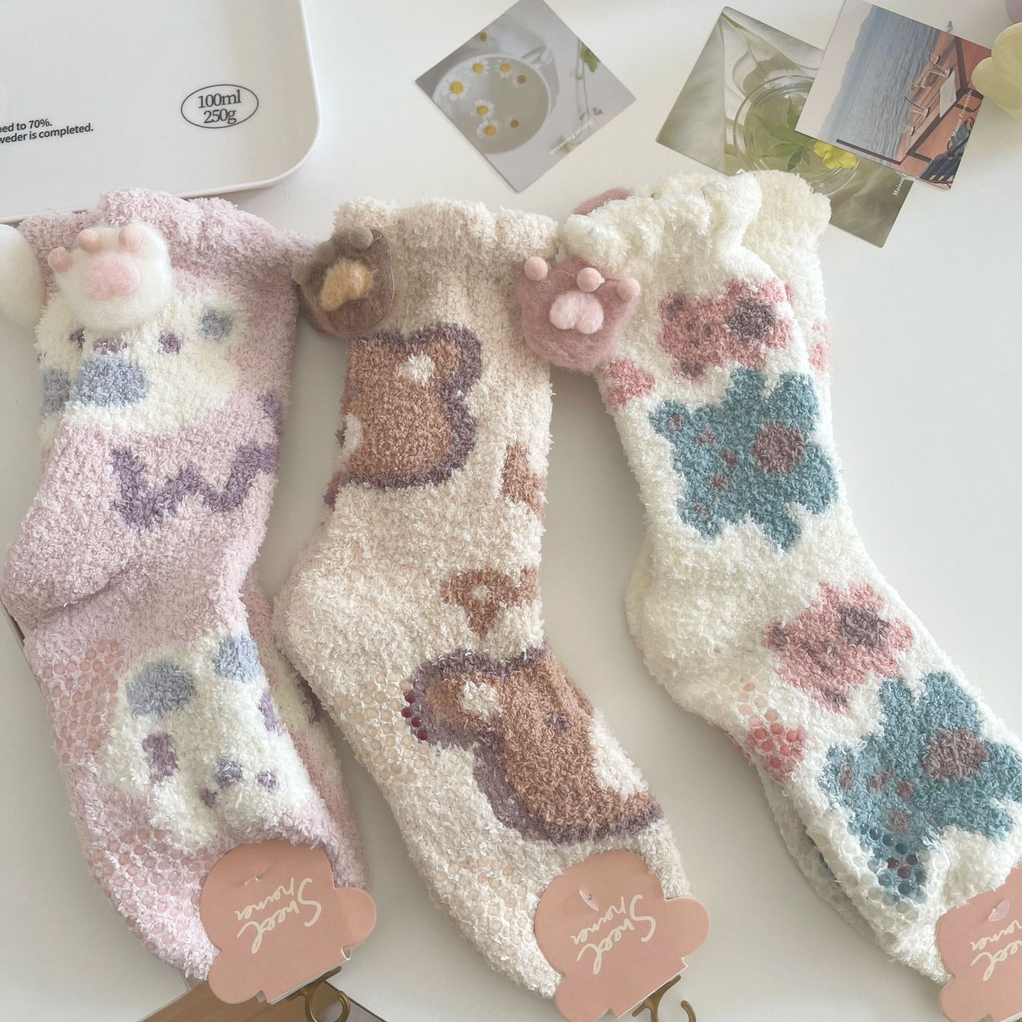Chaussettes Wizy en polaire corail