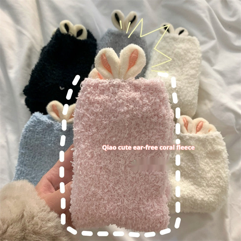 Chaussettes Big ears en polaire corail