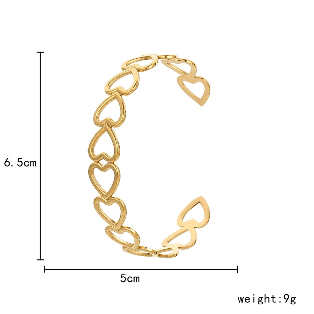 Stainless Steel Hollow Heart Bracelet