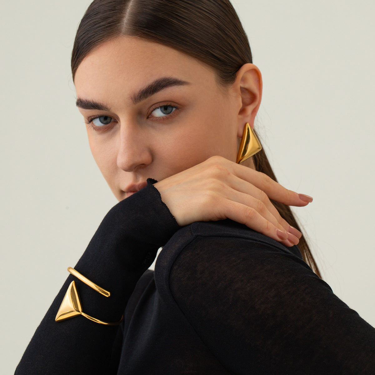 Bracelet spirale triangulaire en acier inoxydable