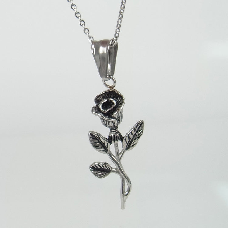 Collier en acier inoxydable avec pendentif croix en or et roses pour homme, bijou tendance, chaîne