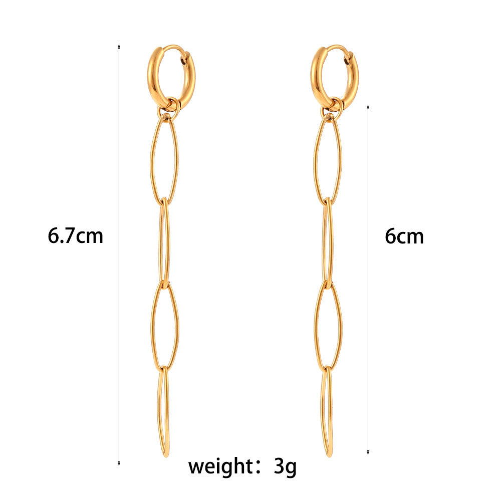 Boucles d'oreilles à clip européennes et américaines en acier inoxydable plaqué or 18 carats
