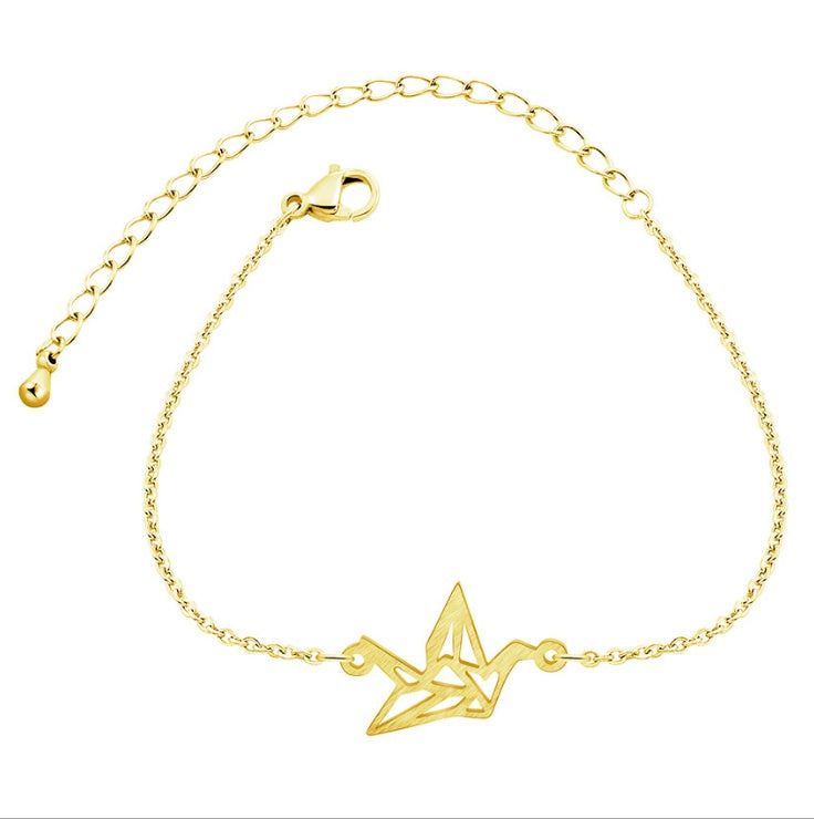 Hollow paper crane bracelet animal stainless steel bracelet