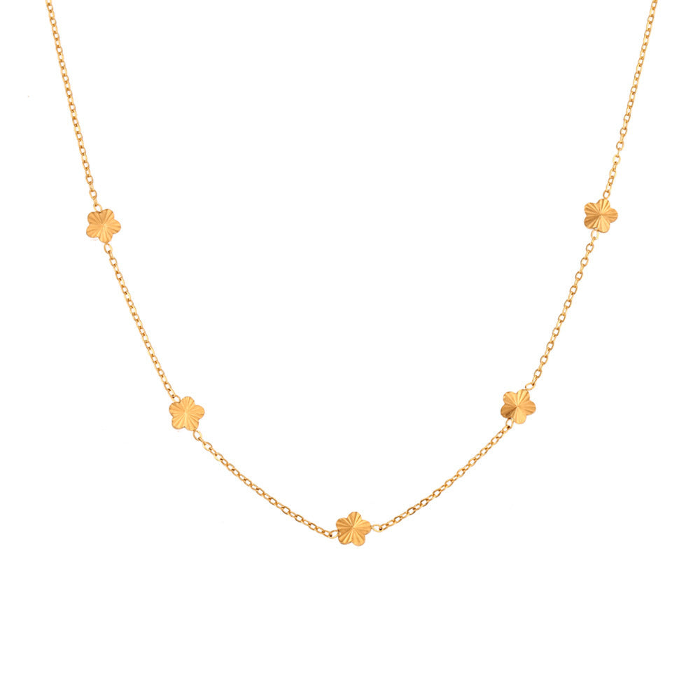 Chaîne de clavicule de luxe simple et légère en acier inoxydable plaqué 18 carats