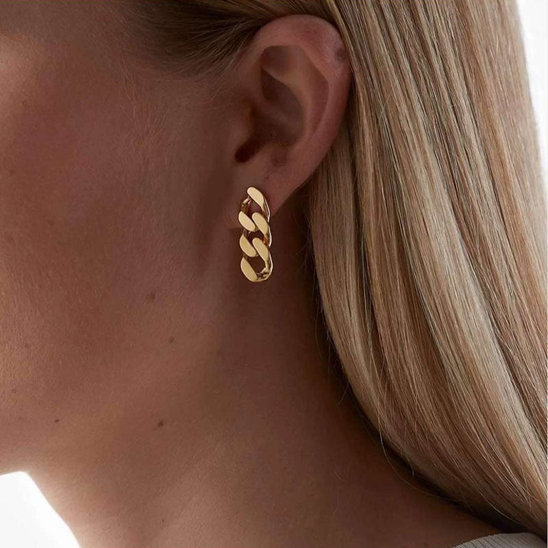 Boucles d'oreilles à chaîne épaisse en métal et acier inoxydable