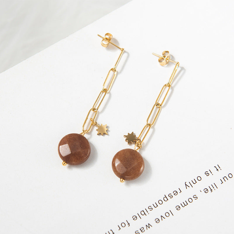 Boucles d'oreilles à chaîne en acier inoxydable pour femmes, mode japonaise et coréenne