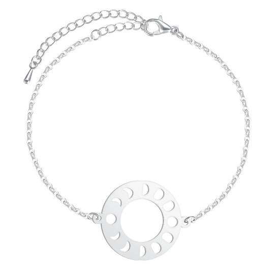 Bracelet en acier inoxydable avec pendentif géométrique en forme de phase de lune