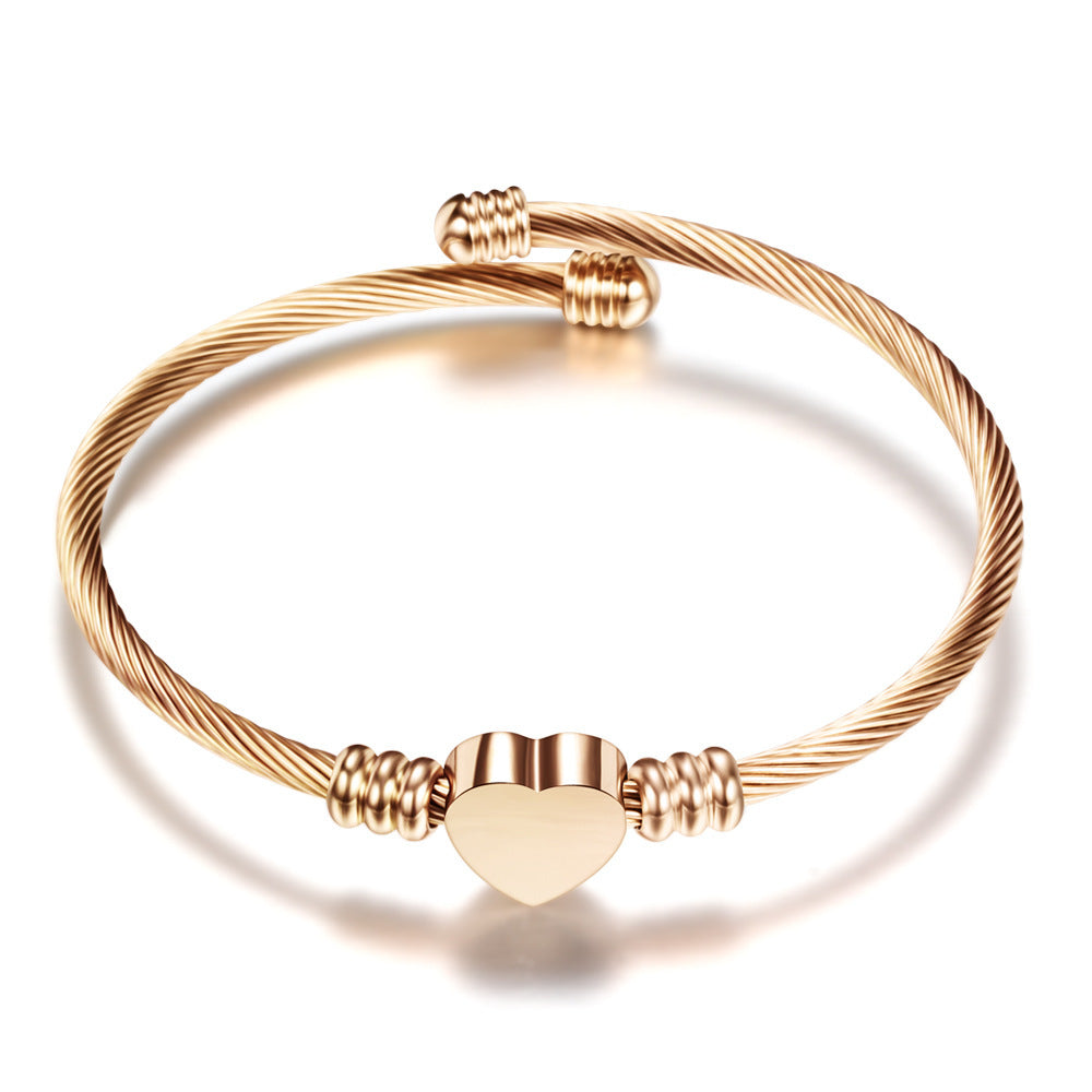 Bracelet en acier titane quatre couleurs, bracelet en fil d'acier inoxydable avec perles