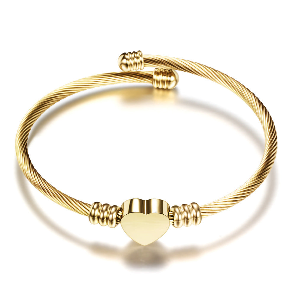 Bracelet en acier titane quatre couleurs, bracelet en fil d'acier inoxydable avec perles